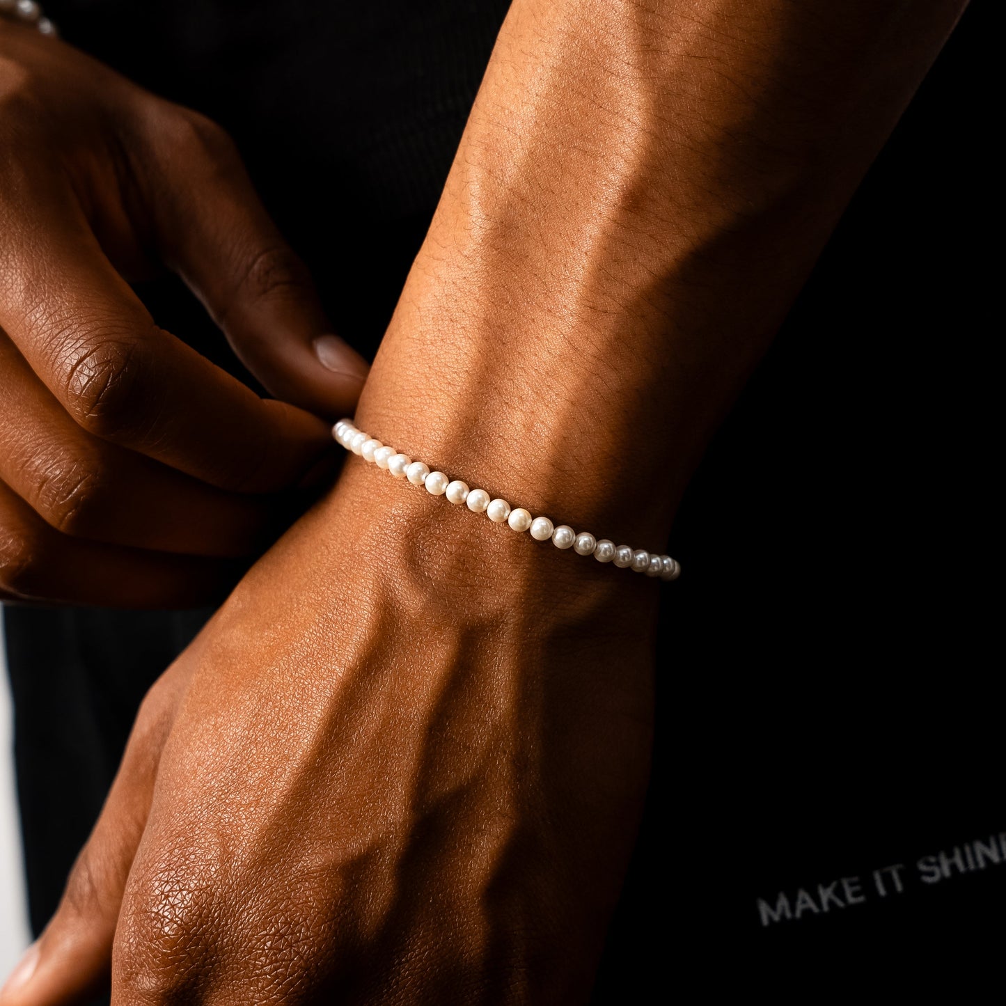 Bracelet perlé 4 mm argenté