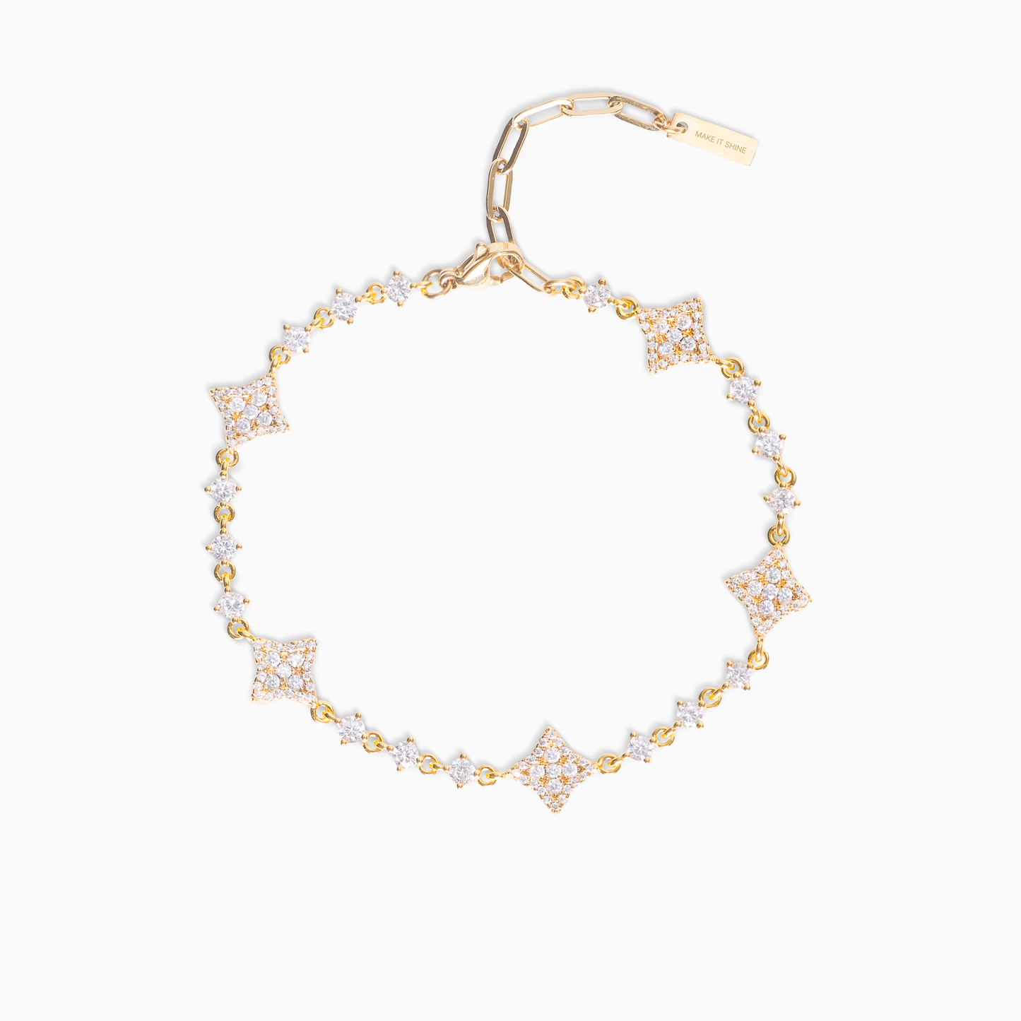 Bracelet Flower Tennis Doré - Pierres blanches