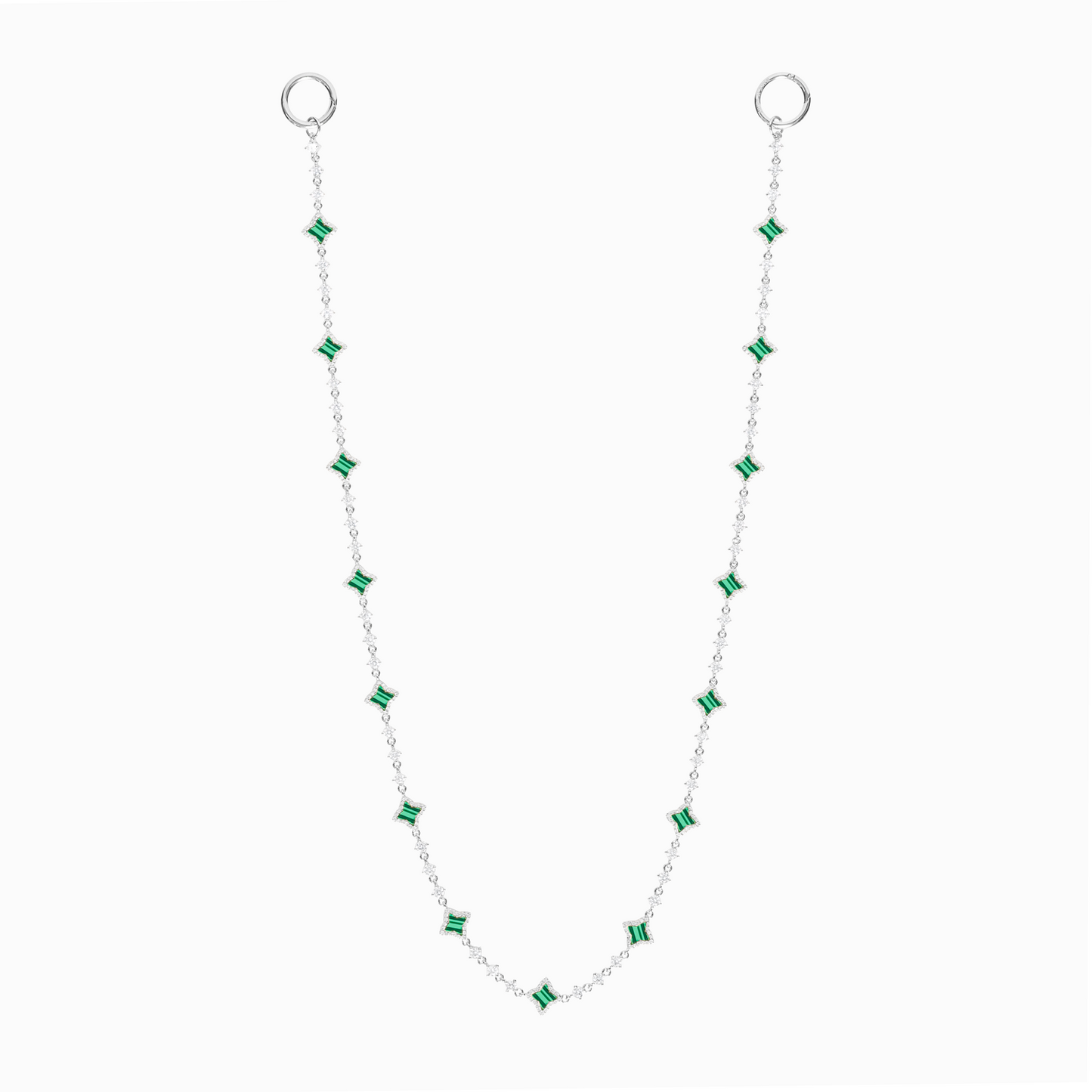 Wallet Chain Flower Tennis Argentée - Motif Vert