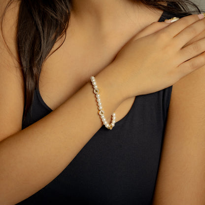 Bracelet perlé Monogramme Doré
