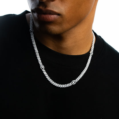 Chaîne Iced Cuban link Signature 5 mm Argentée