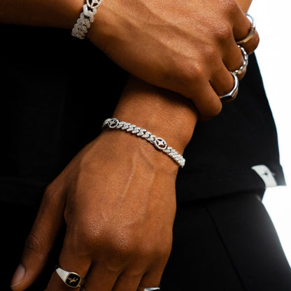 Bracelet Iced Cuban link Signature 5 mm Argenté