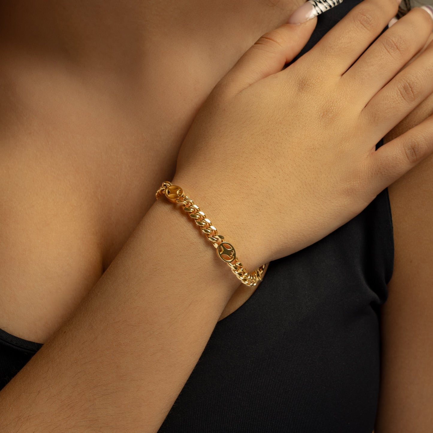 Bracelet Cuban link 6 mm Signature Doré