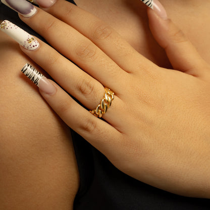 Bague Cuban link 8mm dorée