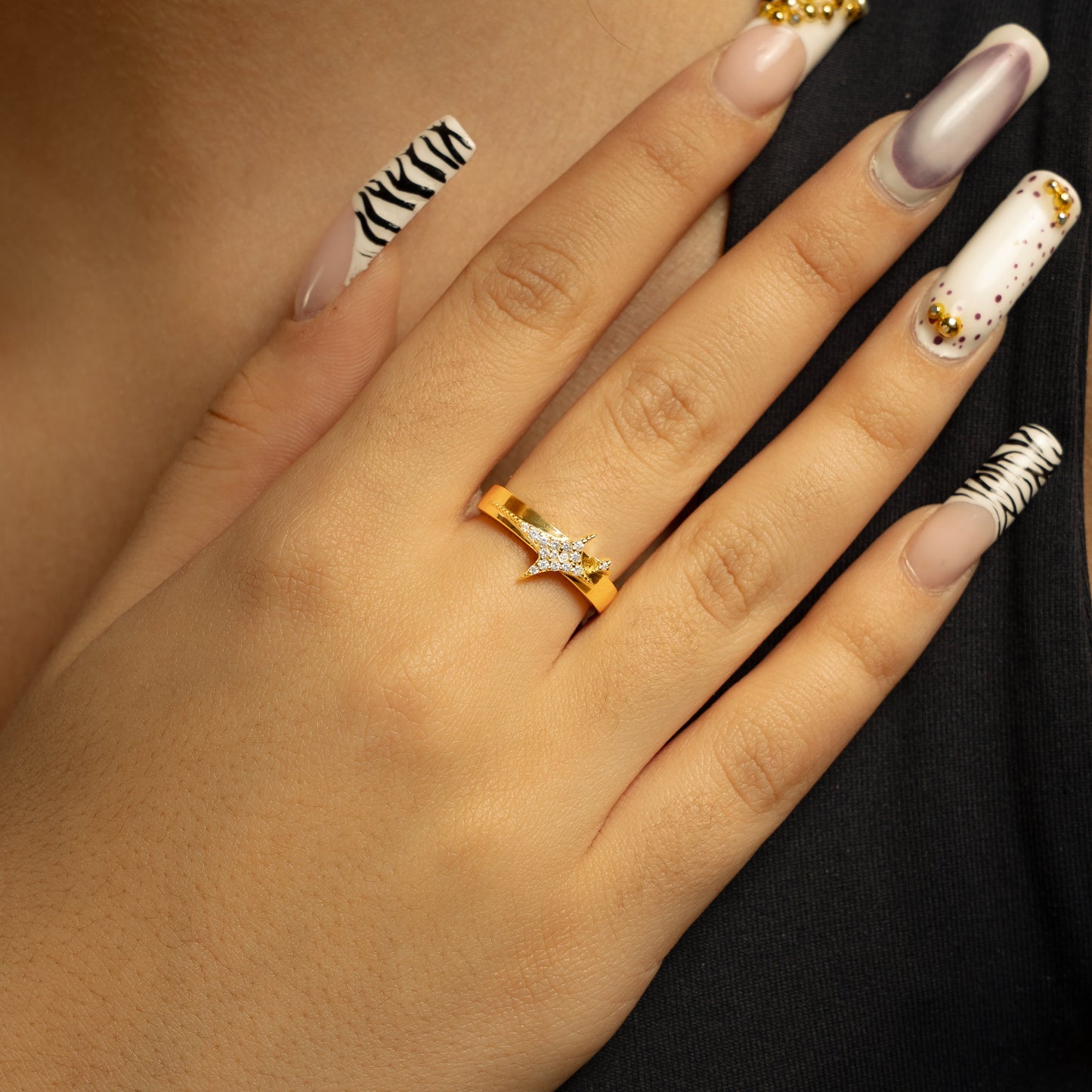 Iced signature ring dorée