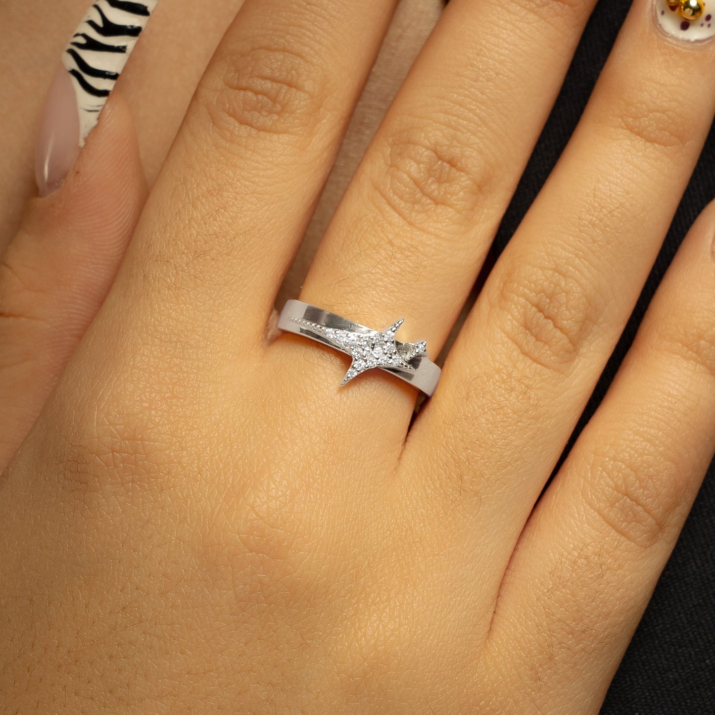 Iced signature ring argentée