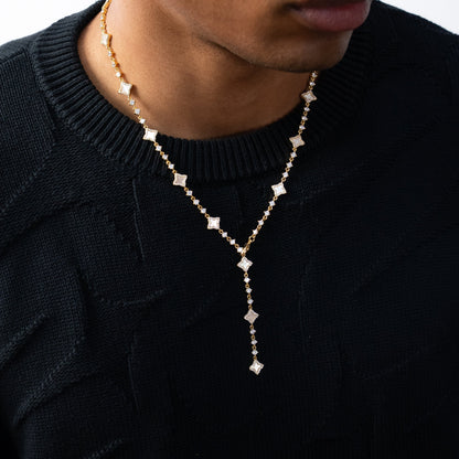 Lariat Flower Tennis Doré - Motif Blanc