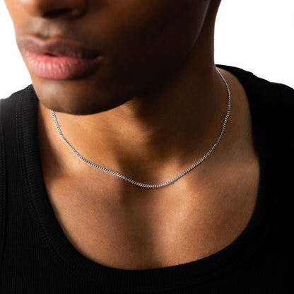 Chaîne Cuban link 2 mm argentée