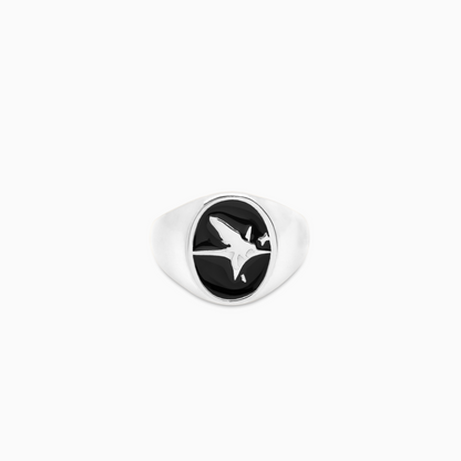 Eagle signet ring argentée