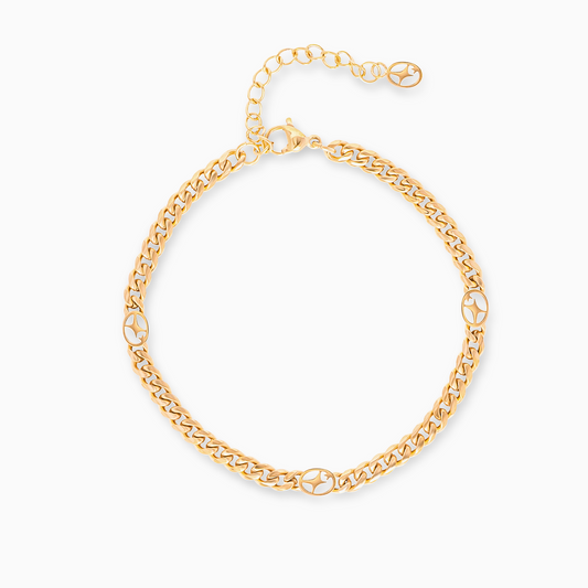 Bracelet Cuban link 4 mm Signature Doré