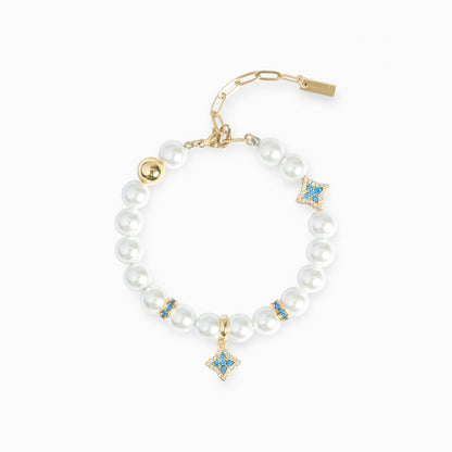 Bracelet Flower Pearl Doré - Pierres Bleues