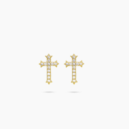 Iced crucifix earrings dorées