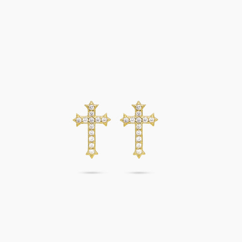 Iced crucifix earrings dorées