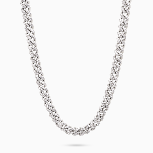 Chaîne Iced Cuban link 5 mm argentée