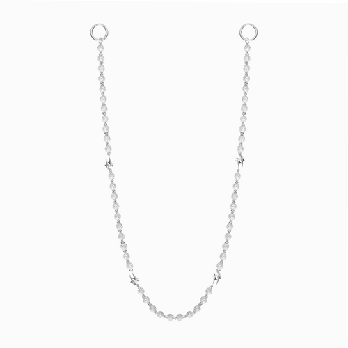 Wallet Chain Iced Bead link Signature Argentée