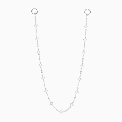 Wallet Chain Flower Tennis Argentée - Motif Blanc