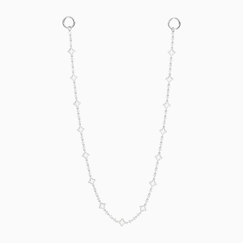 Wallet Chain Flower Tennis Argentée - Motif Blanc