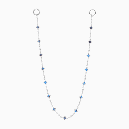 Wallet Chain Flower Tennis Argentée - Pierres Bleues