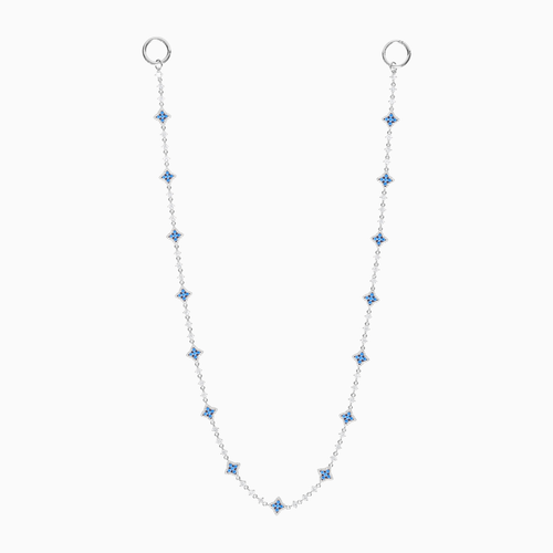 Wallet Chain Flower Tennis Argentée - Pierres Bleues