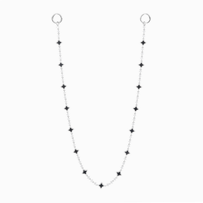 Wallet Chain Flower Tennis Argentée - Motif Noir