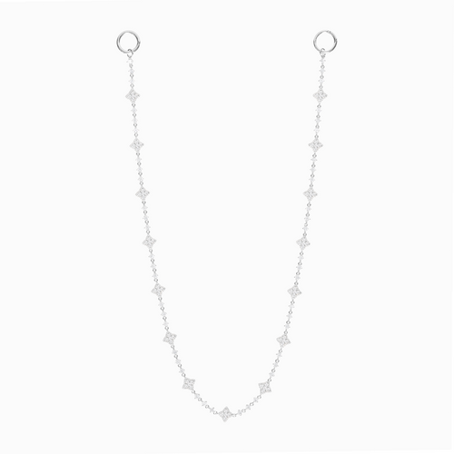 Wallet Chain Flower Tennis Argentée - Pierres Blanches