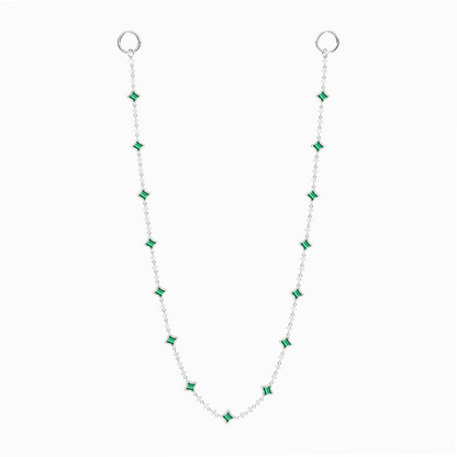 Wallet Chain Flower Tennis Argentée - Motif Vert
