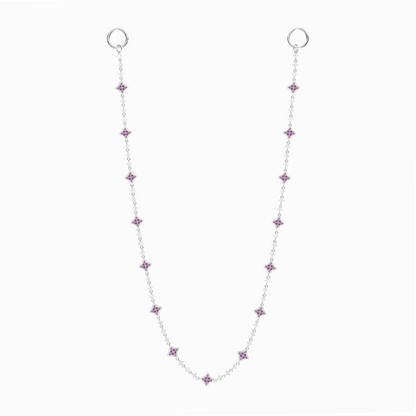 Wallet Chain Flower Tennis Argentée - Pierres Violettes