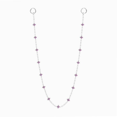 Wallet Chain Flower Tennis Argentée - Pierres Violettes