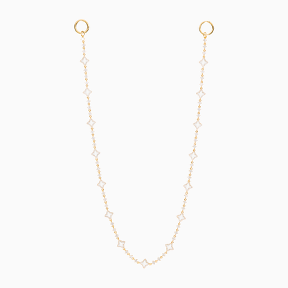 Wallet Chain Flower Tennis Dorée - Motif Blanc