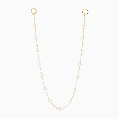 Wallet Chain Flower Tennis Dorée - Motif Blanc