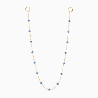 Wallet Chain Flower Tennis Dorée - Pierres Bleues