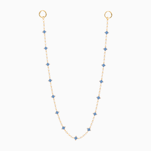 Wallet Chain Flower Tennis Dorée - Pierres Bleues