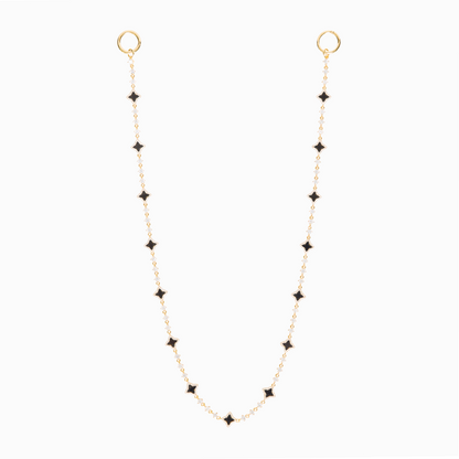 Wallet Chain Flower Tennis Dorée - Motif Noir