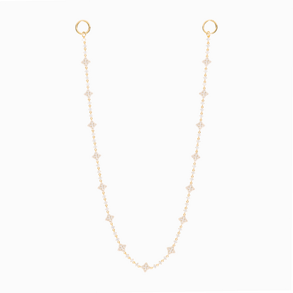 Wallet Chain Flower Tennis Dorée - Pierres Blanches