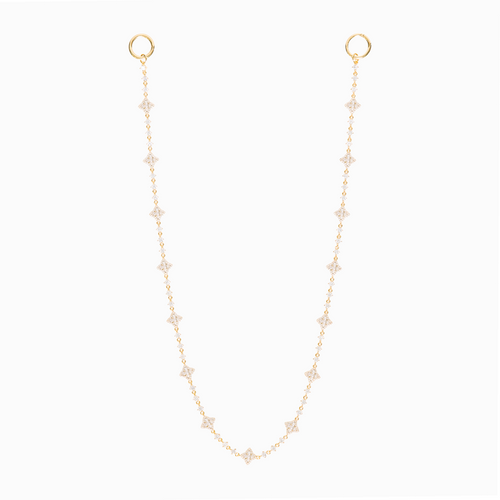 Wallet Chain Flower Tennis Dorée - Pierres Blanches