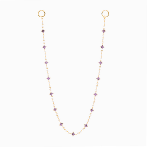 Wallet Chain Flower Tennis Dorée - Pierres Violettes
