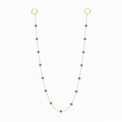 Wallet Chain Flower Tennis Dorée - Motif Vert