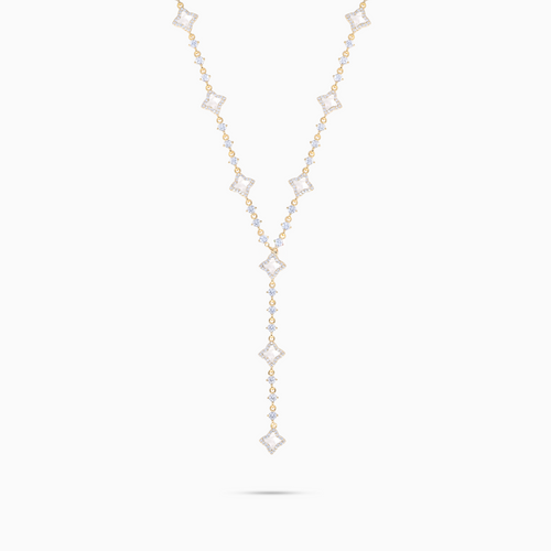 Lariat Flower Tennis Doré - Motif Blanc