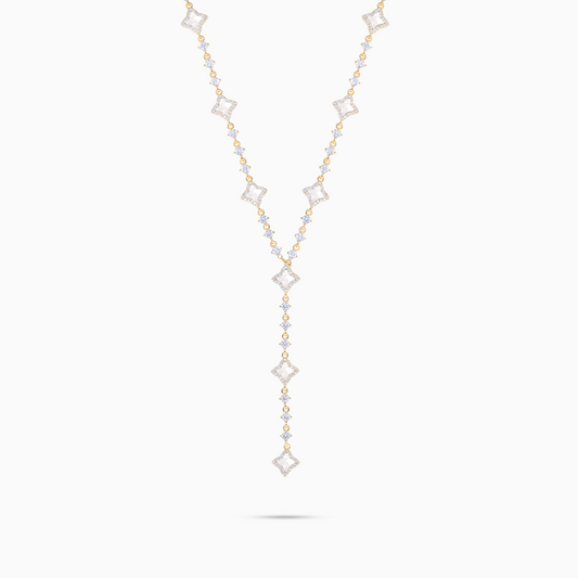 Lariat Flower Tennis Doré - Motif Blanc