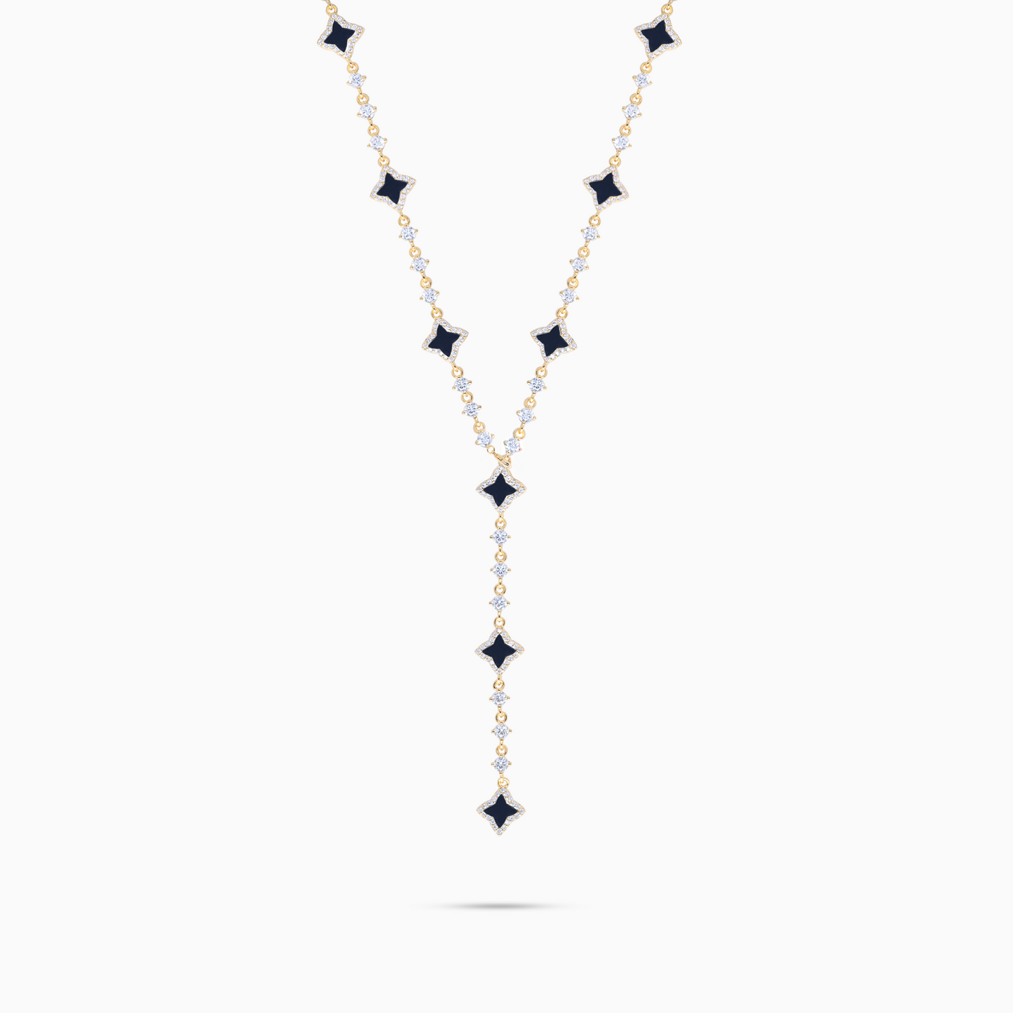 Lariat Flower Tennis Doré - Motif Noir