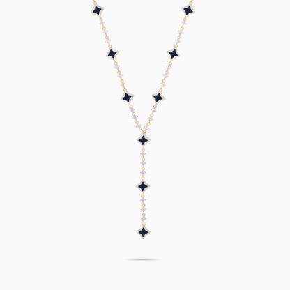 Lariat Flower Tennis Doré - Motif Noir