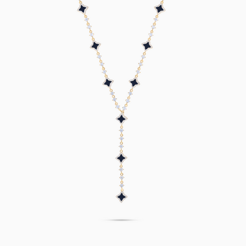 Lariat Flower Tennis Doré - Motif Noir