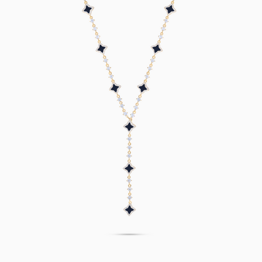 Lariat Flower Tennis Doré - Motif Noir
