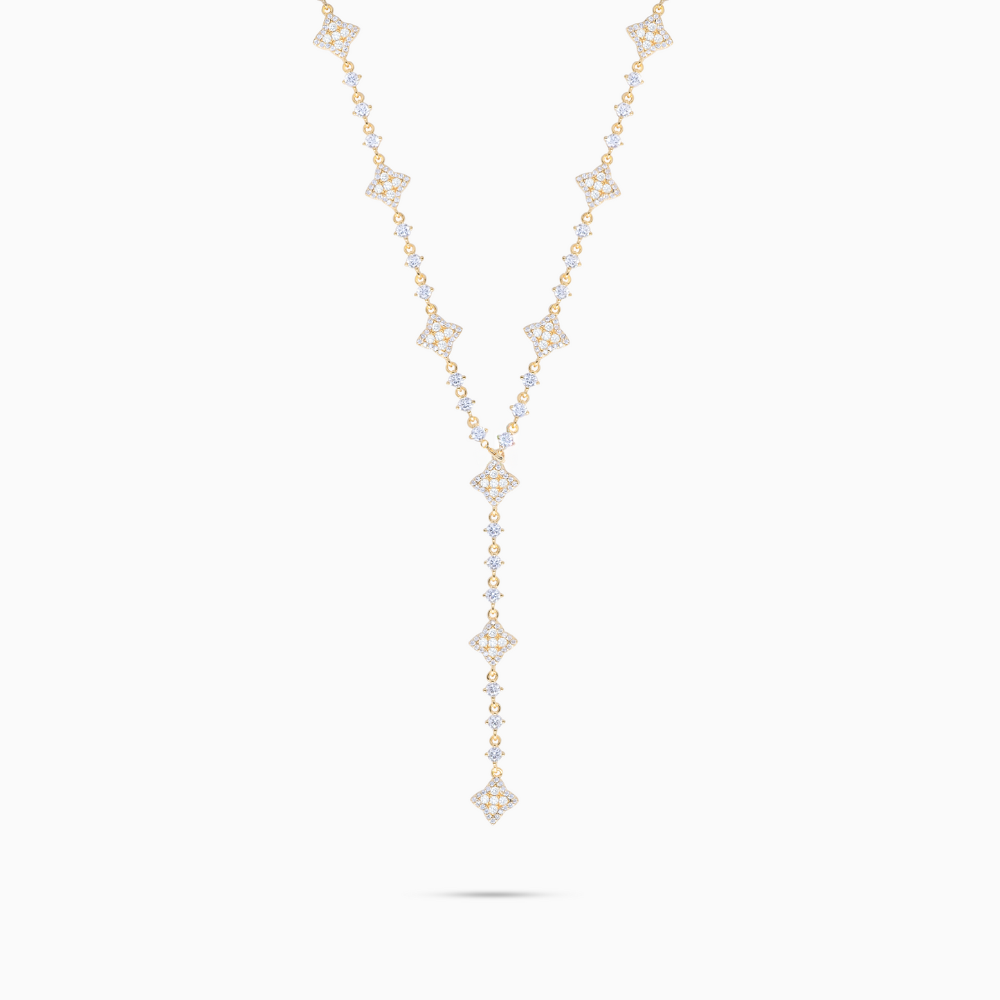 Lariat Flower Tennis Doré - Pierres Blanches