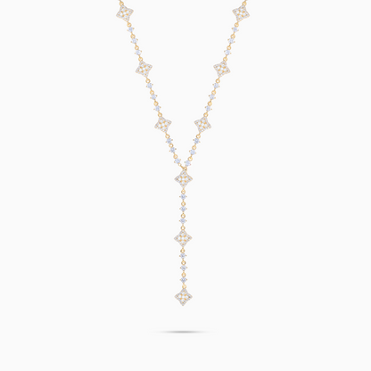 Lariat Flower Tennis Doré - Pierres Blanches