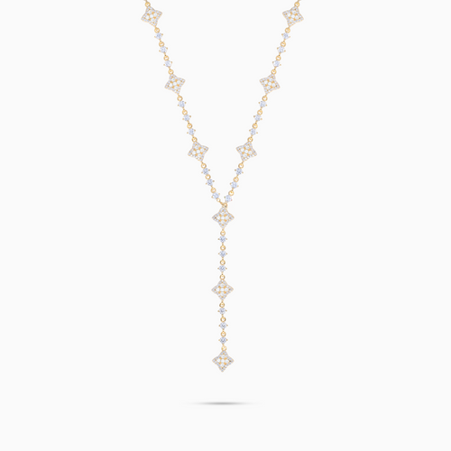 Lariat Flower Tennis Doré - Pierres Blanches