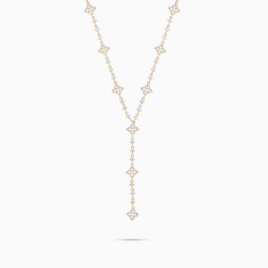 Lariat Flower Tennis Doré - Pierres Blanches