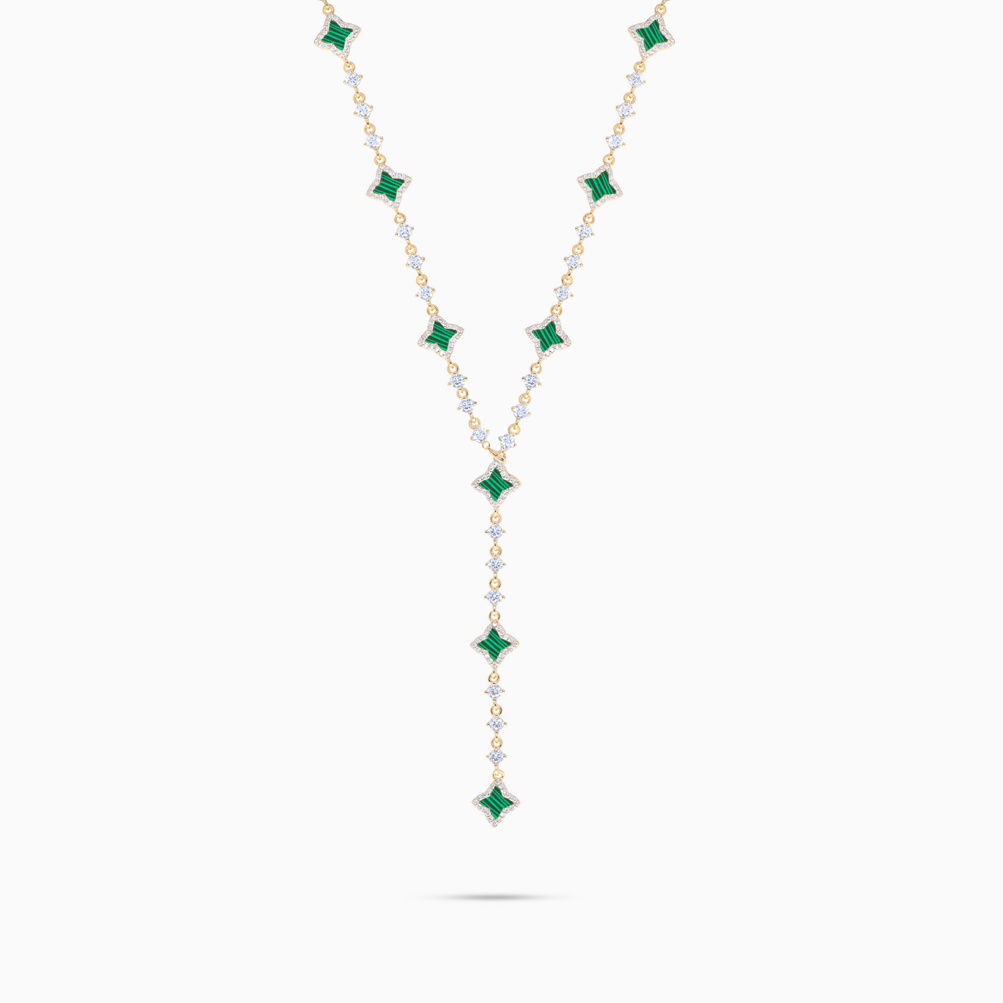 Lariat Flower Tennis Doré - Motif Vert