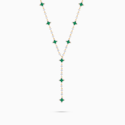 Lariat Flower Tennis Doré - Motif Vert