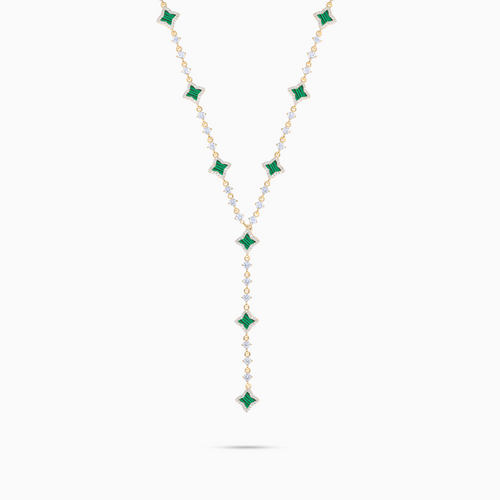 Lariat Flower Tennis Doré - Motif Vert